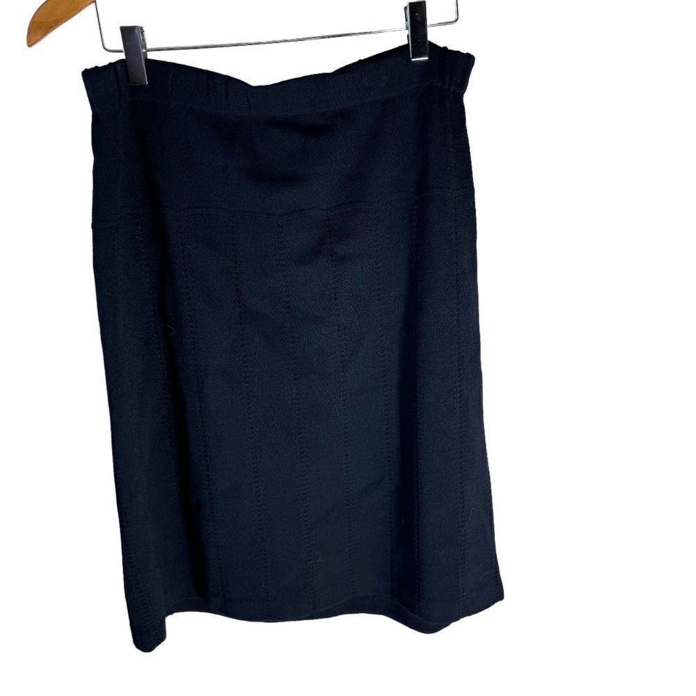 St. John Black Wool Blend Knit Pull On‎ Skirt Sz S